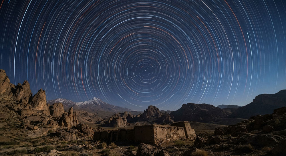 حرکت ستاره ها در آسمان شب